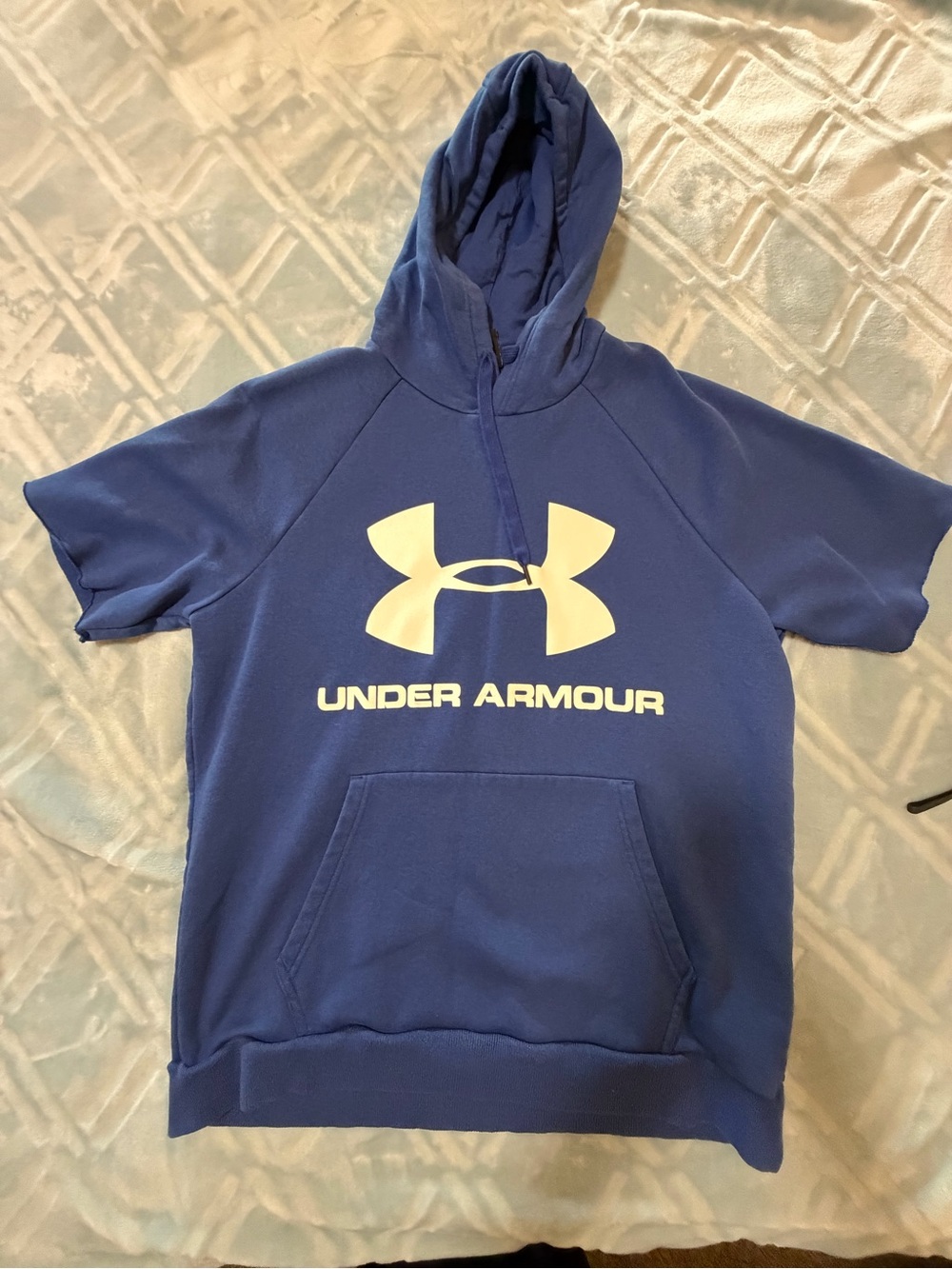 LG Blue Short-Sleeve Hoodie with White Logo-Men’s
